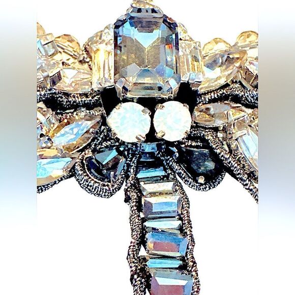 Zenzii huge sparkling dragonfly pendant long large crystal necklace 32”L - Picture 9 of 11